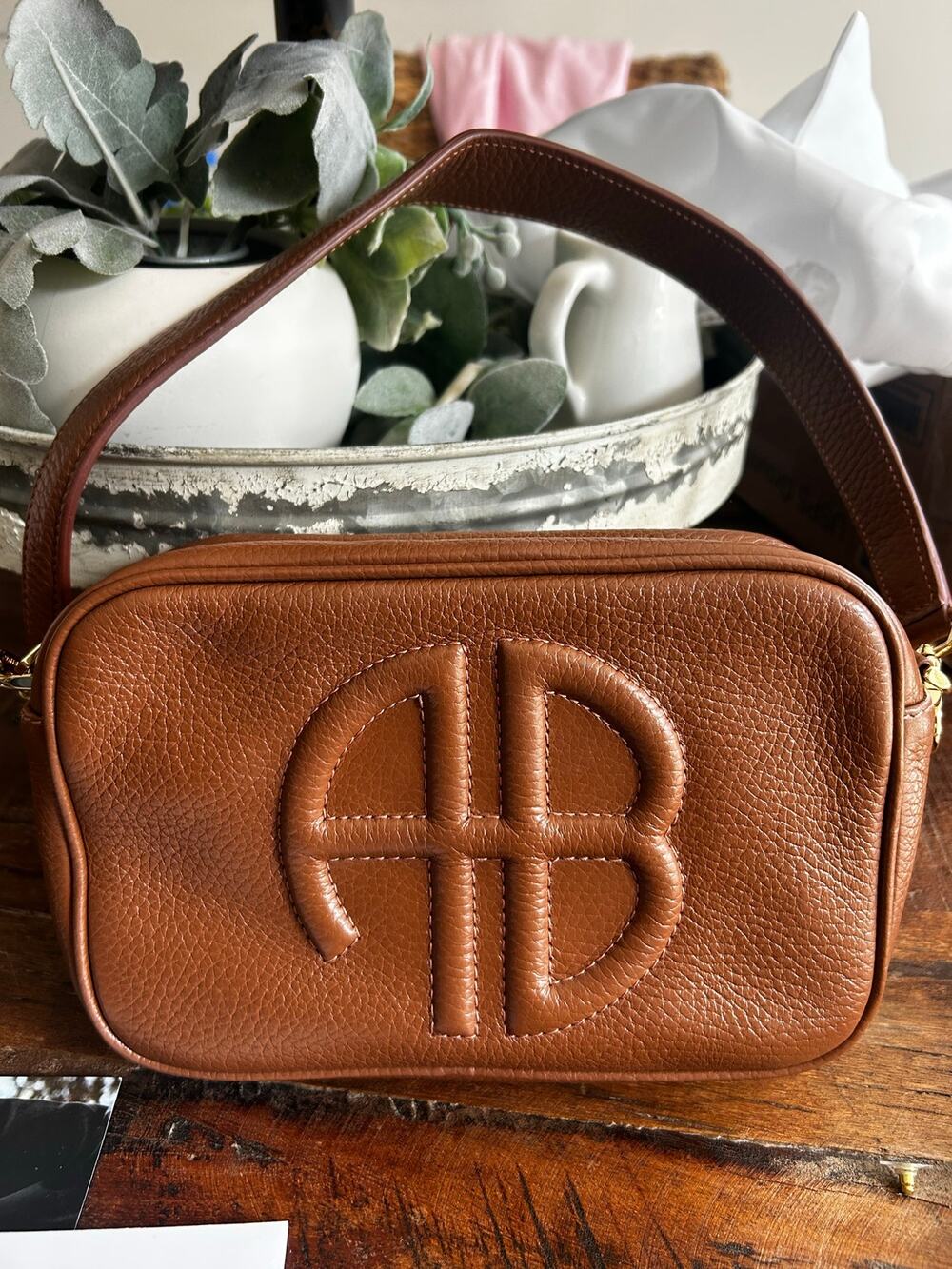 NEW NWST Anine Bing Lili Bag Pebbled Leather Tan Shoulder Crossbody